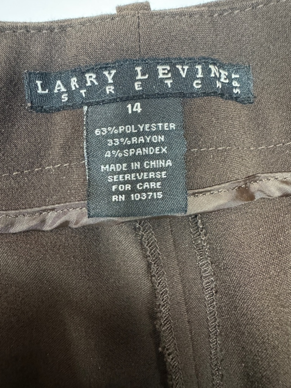 Larry Levine Brown Dress Pants - Classic Straight Fit - Picture 3 of 8
